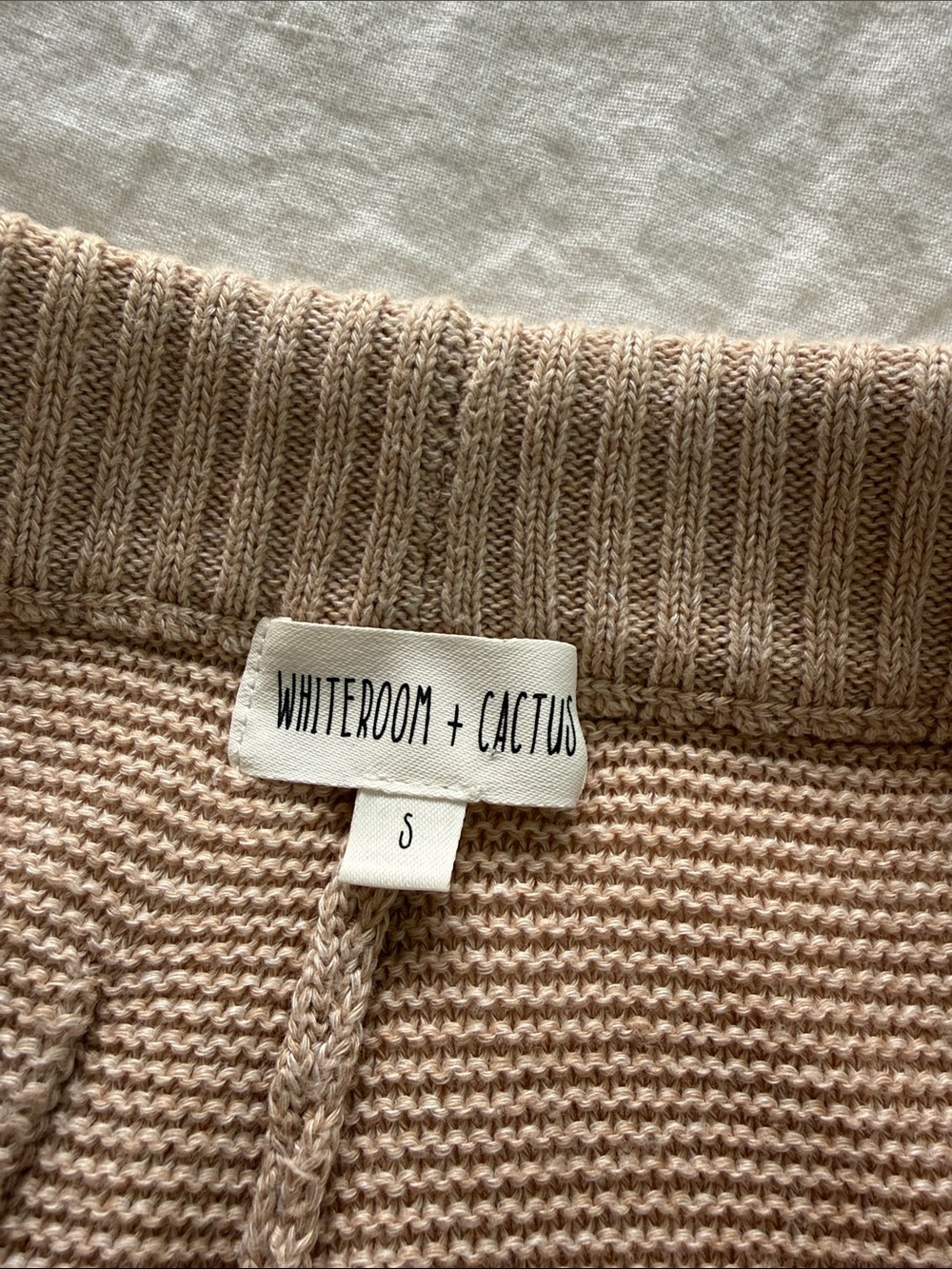 Knit Beige Drawstring Shorts - Picture 2 of 3